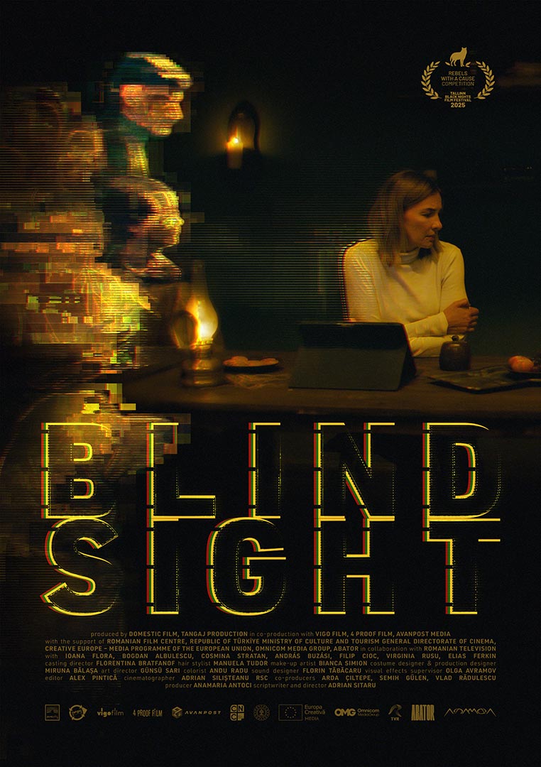 Blindsight (2025) Poster film Blindsight (2025), regia Adrian Sitaru – producție Domestic Film și Tangaj Production, proiect ARTRIGHT.